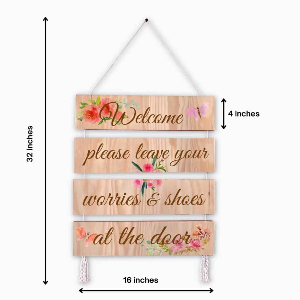 Wall Art - Quote Wall Hanging Planks - Welcome at the door - rangreli