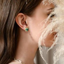 Load image into Gallery viewer, Silver Meenakari Square Studs -Flowers

